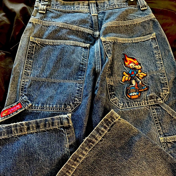 JNCO Kids Blue Jeans with Flamehead - Picture 1 of 3